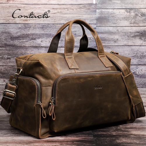 CONTACT'S Vintage Genuine Leather Business Travel Duffle Bag