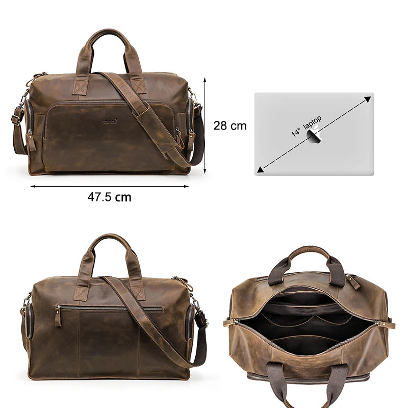 CONTACT'S Vintage Genuine Leather Business Travel Duffle Bag