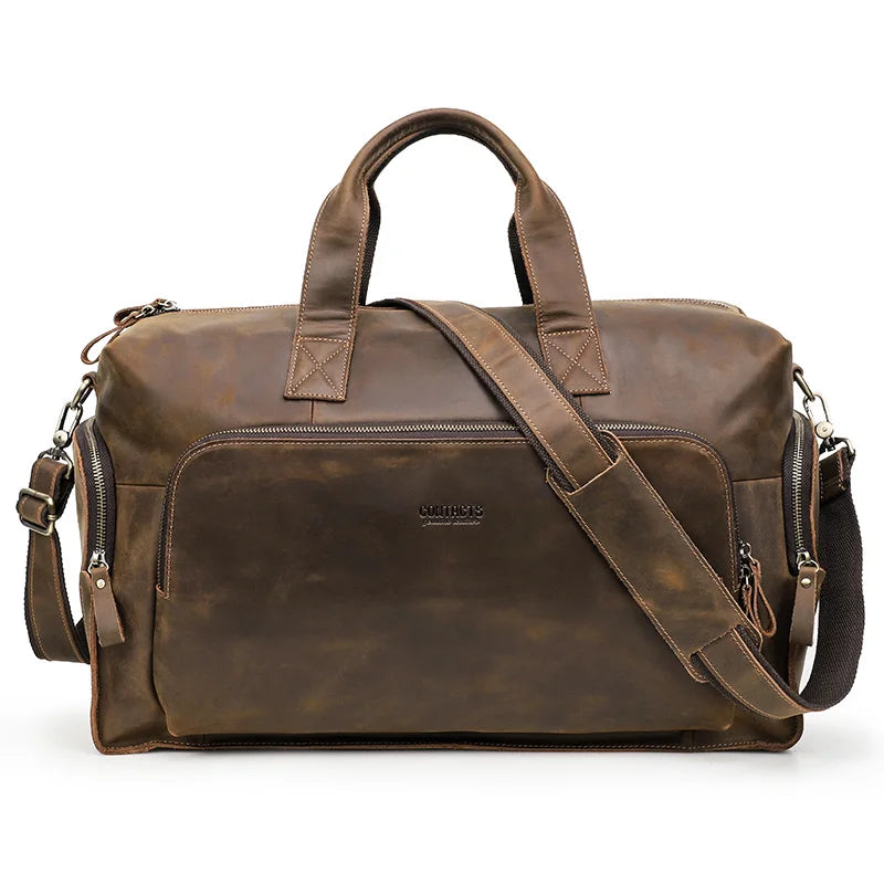 CONTACT'S Vintage Genuine Leather Business Travel Duffle Bag