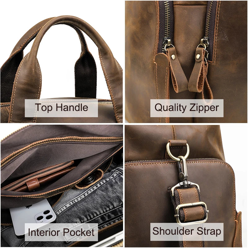 CONTACT'S Vintage Genuine Leather Business Travel Duffle Bag