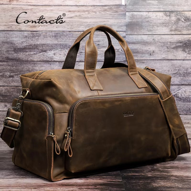 Vintage Genuine Leather Travel Tote for Men