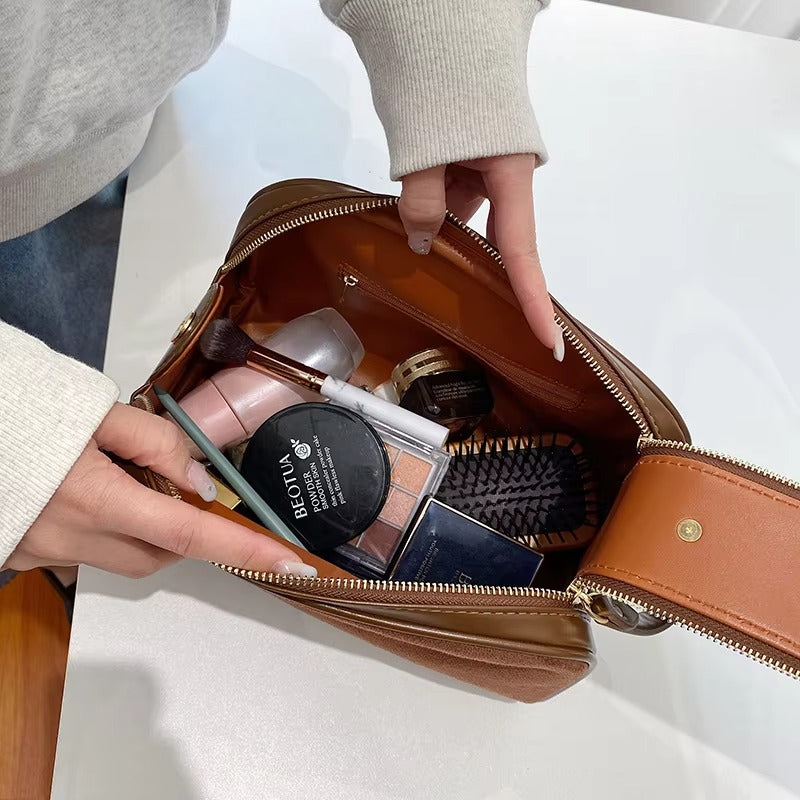 Solid Color Wash Bag - Large Capacity Travel Cosmetic Organizer