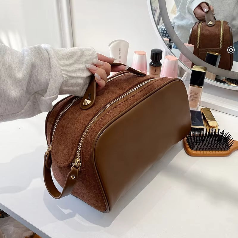 Solid Color Wash Bag - Large Capacity Travel Cosmetic Organizer